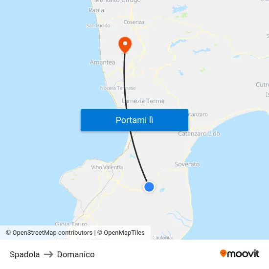 Spadola to Domanico map