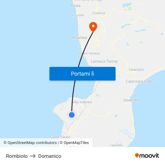 Rombiolo to Domanico map
