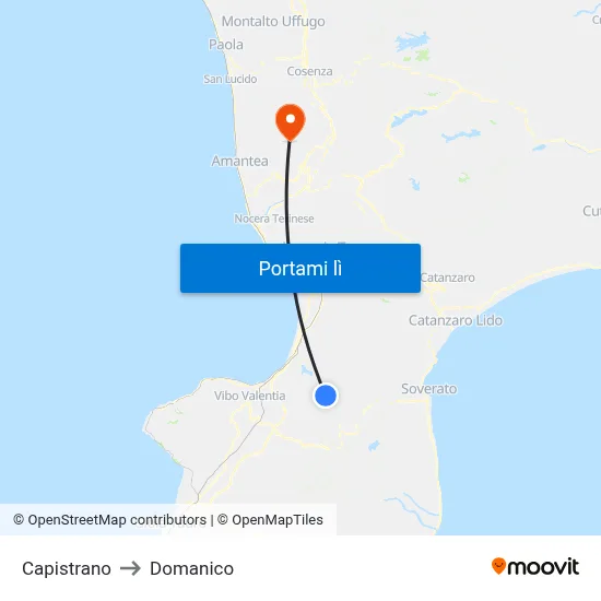 Capistrano to Domanico map