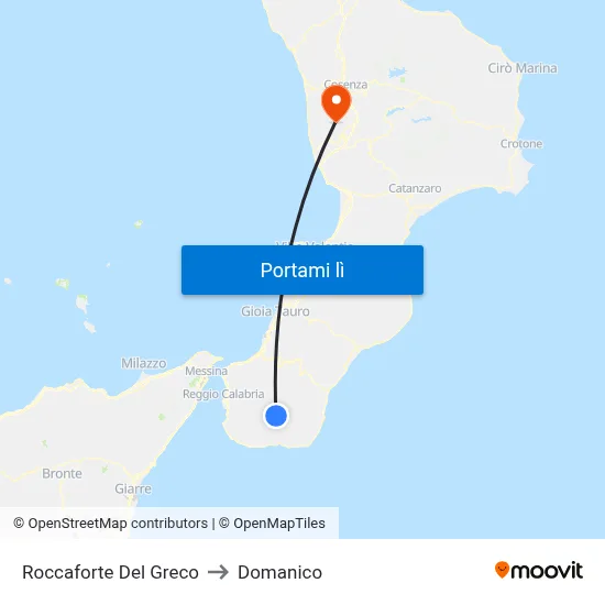 Roccaforte Del Greco to Domanico map