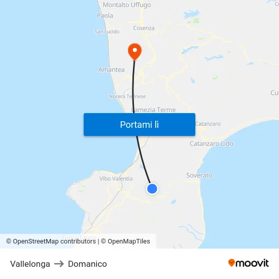 Vallelonga to Domanico map