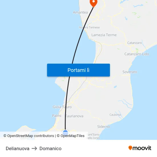 Delianuova to Domanico map