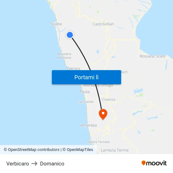 Verbicaro to Domanico map