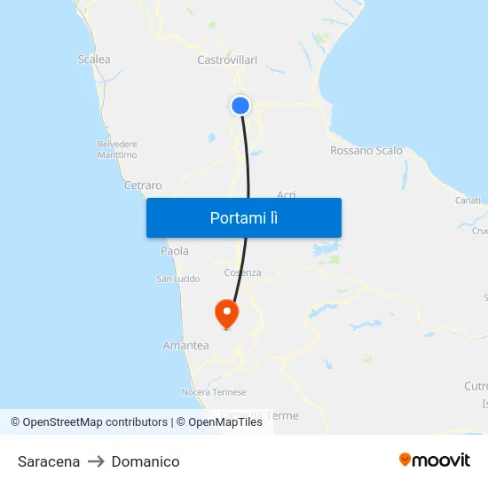 Saracena to Domanico map