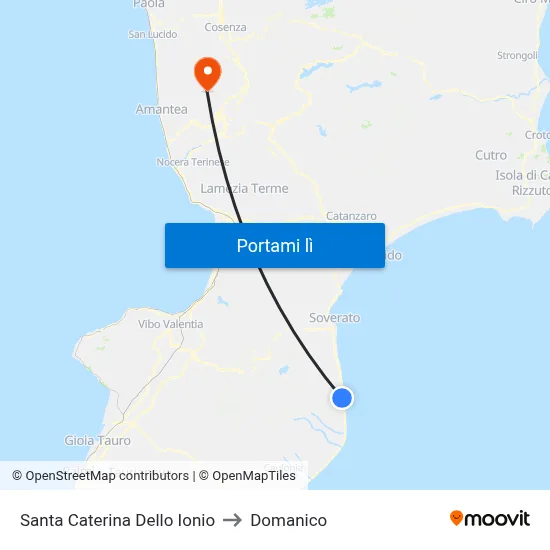 Santa Caterina Dello Ionio to Domanico map