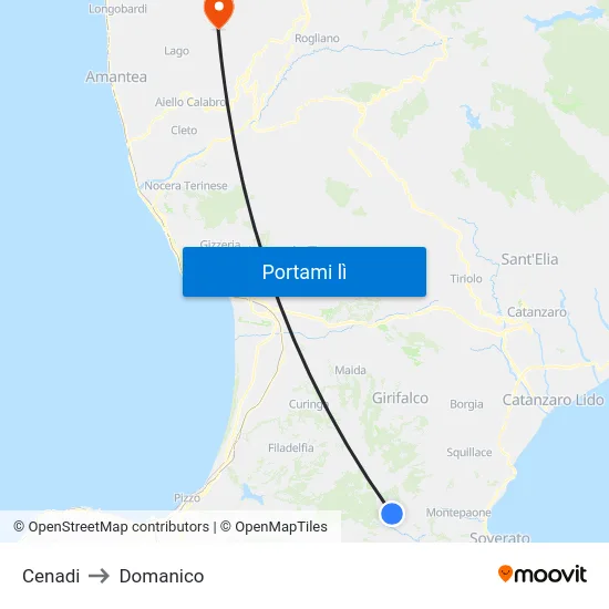 Cenadi to Domanico map