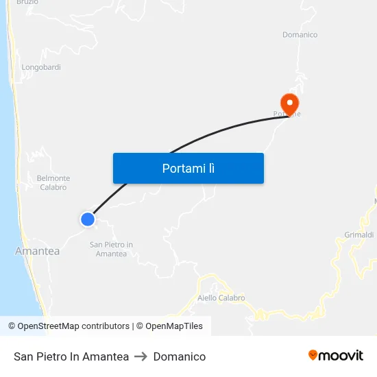San Pietro In Amantea to Domanico map