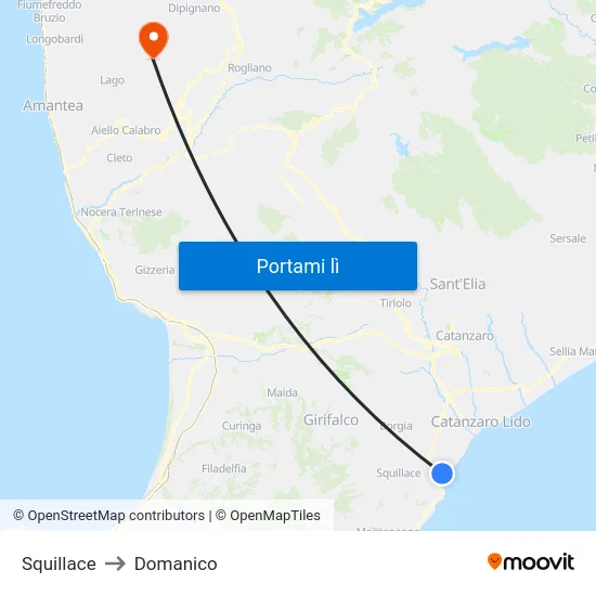 Squillace to Domanico map
