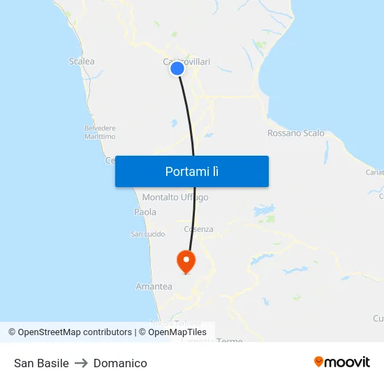 San Basile to Domanico map