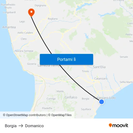 Borgia to Domanico map