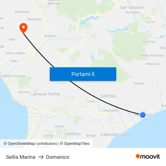 Sellia Marina to Domanico map