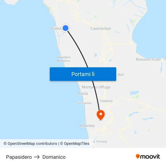 Papasidero to Domanico map