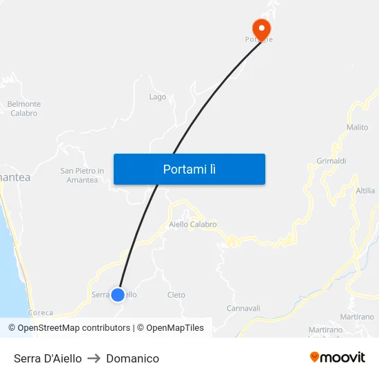 Serra D'Aiello to Domanico map