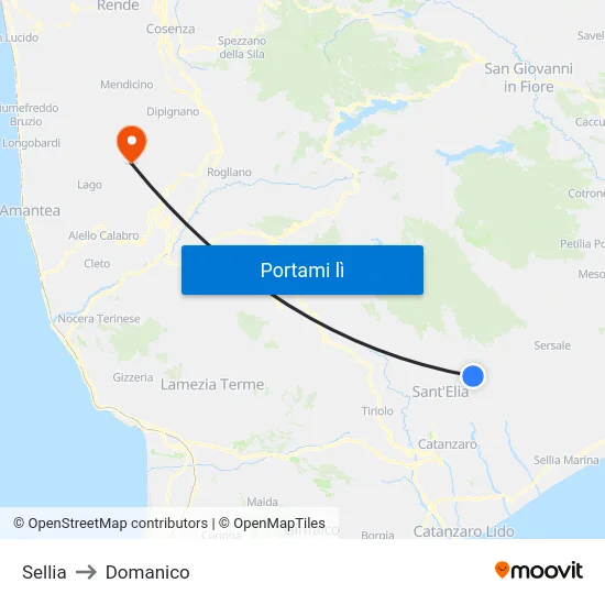 Sellia to Domanico map