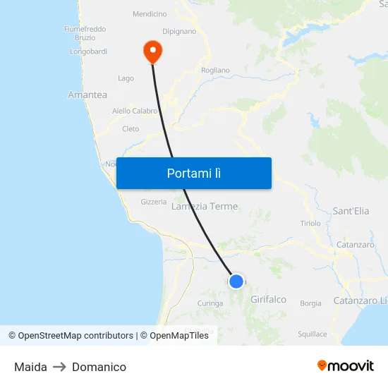 Maida to Domanico map