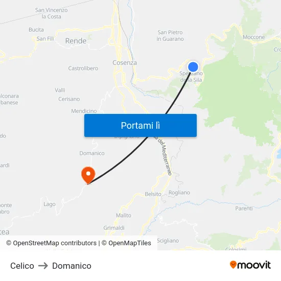 Celico to Domanico map
