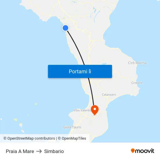 Praia A Mare to Simbario map