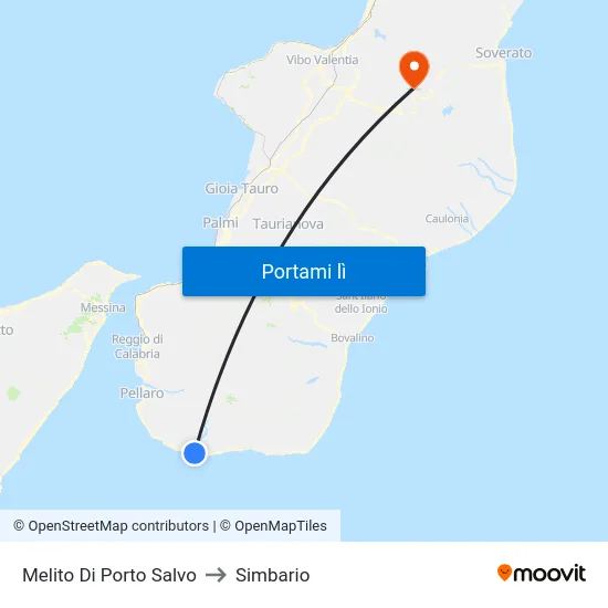 Melito Di Porto Salvo to Simbario map