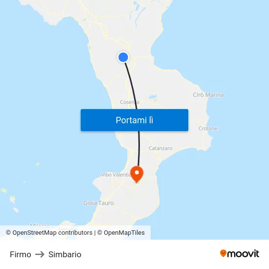 Firmo to Simbario map