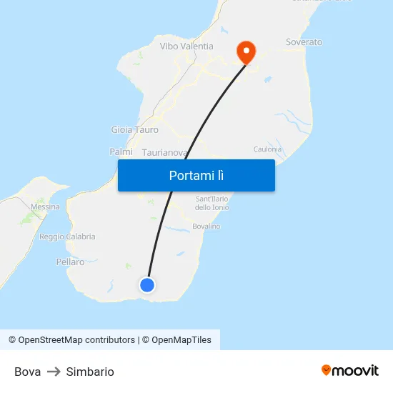 Bova to Simbario map