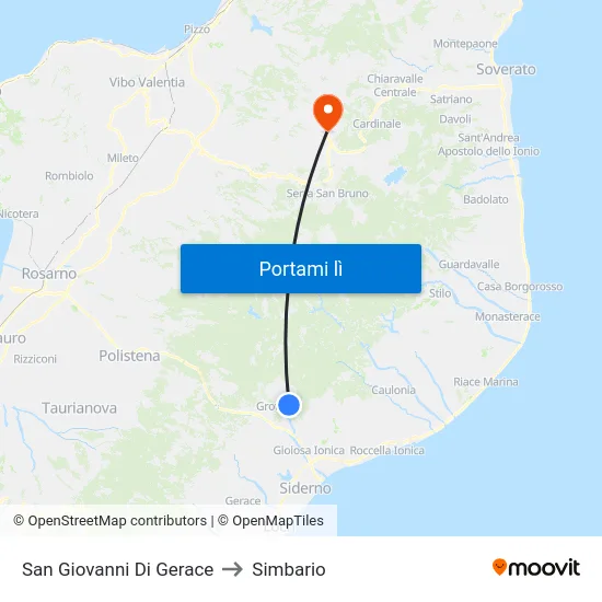 San Giovanni Di Gerace to Simbario map