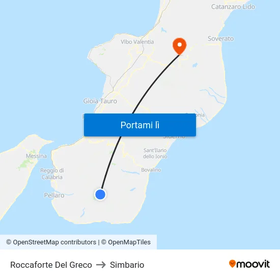 Roccaforte Del Greco to Simbario map