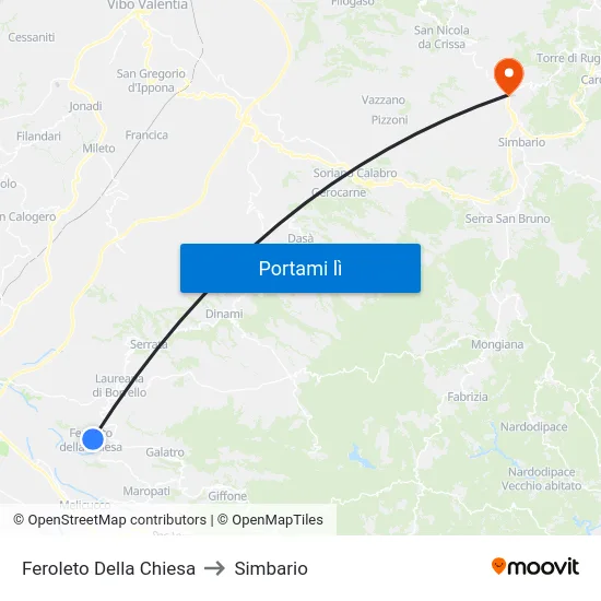 Feroleto Della Chiesa to Simbario map