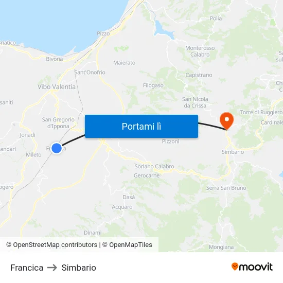 Francica to Simbario map