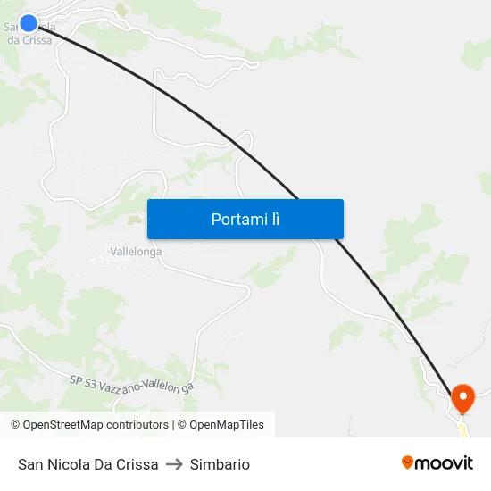 San Nicola Da Crissa to Simbario map
