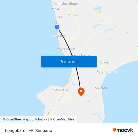 Longobardi to Simbario map
