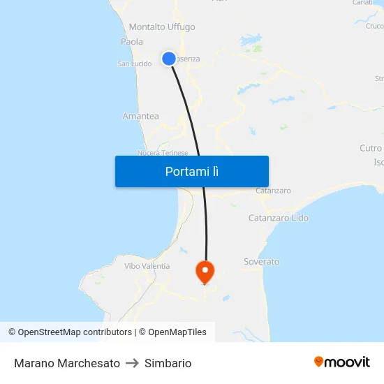 Marano Marchesato to Simbario map