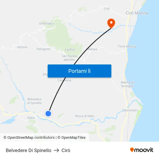 Belvedere Di Spinello to Cirò map