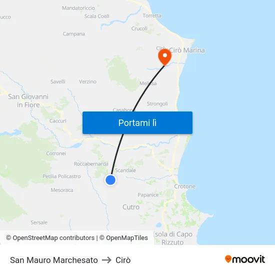 San Mauro Marchesato to Cirò map