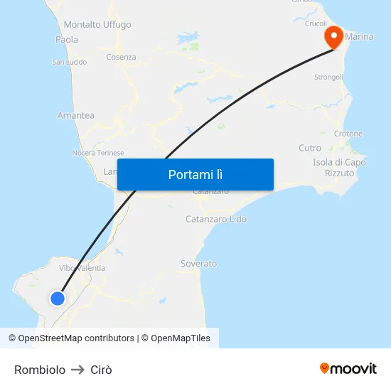 Rombiolo to Cirò map