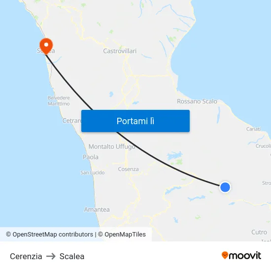 Cerenzia to Scalea map