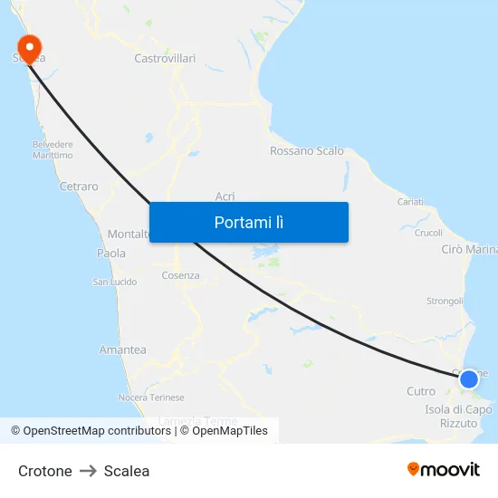 Crotone to Scalea map