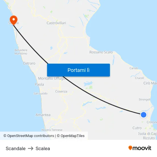 Scandale to Scalea map