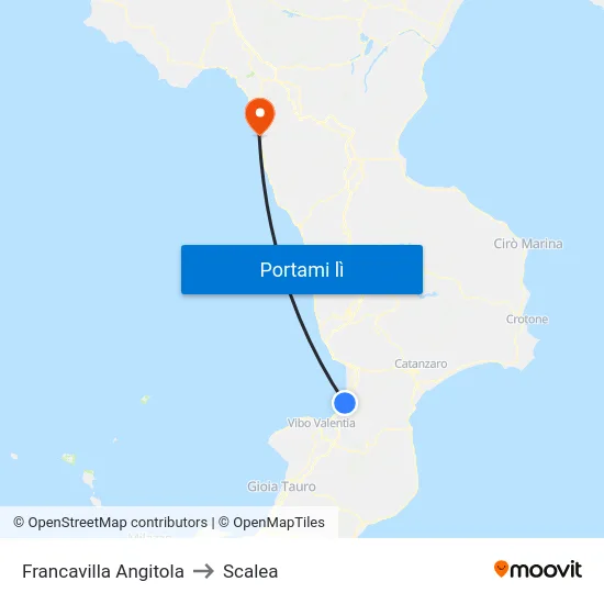 Francavilla Angitola to Scalea map