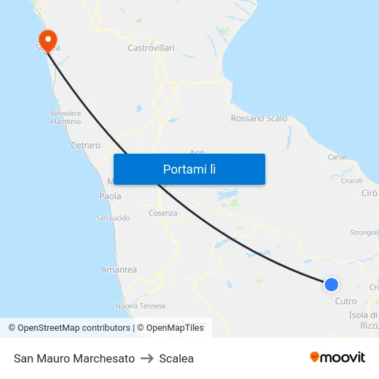 San Mauro Marchesato to Scalea map