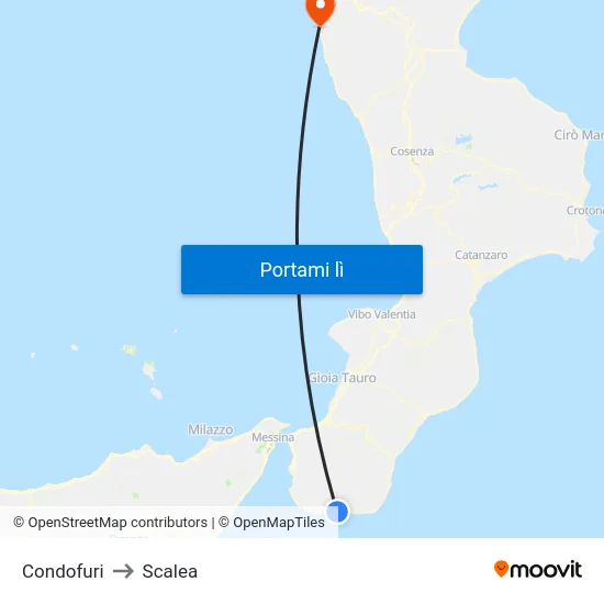 Condofuri to Scalea map