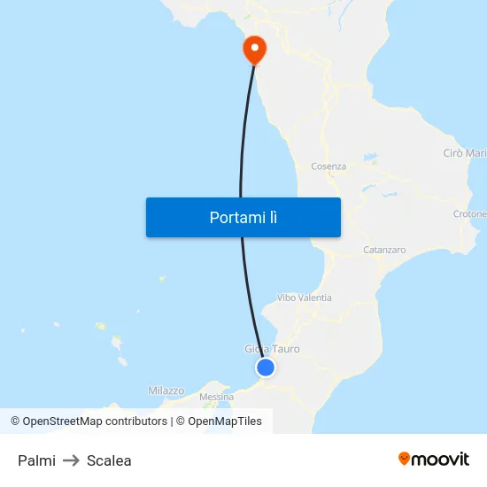 Palmi to Scalea map