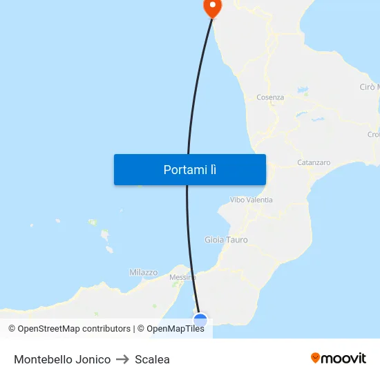 Montebello Jonico to Scalea map