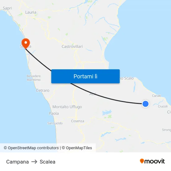 Campana to Scalea map