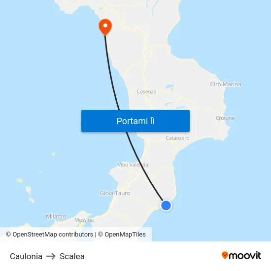 Caulonia to Scalea map