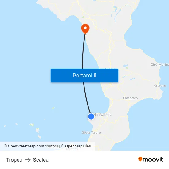 Tropea to Scalea map