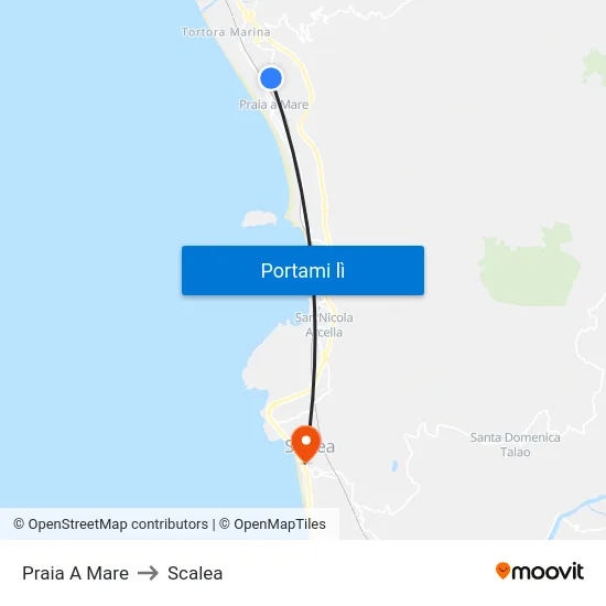 Praia A Mare to Scalea map