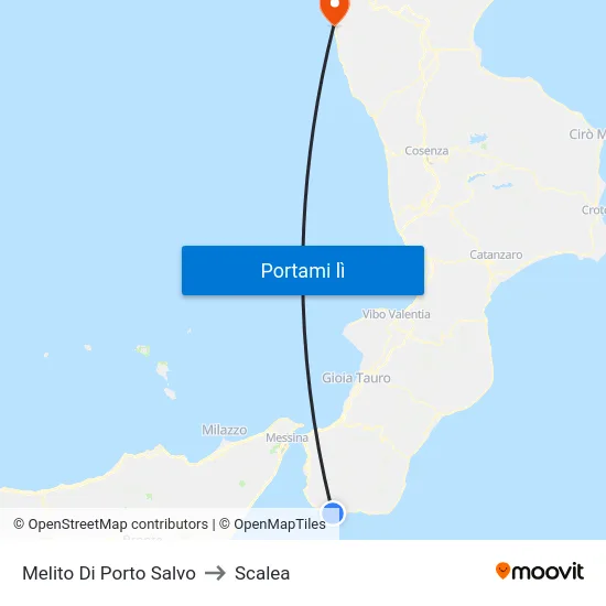 Melito Di Porto Salvo to Scalea map