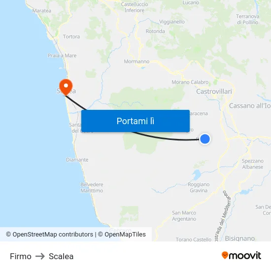 Firmo to Scalea map