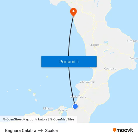 Bagnara Calabra to Scalea map
