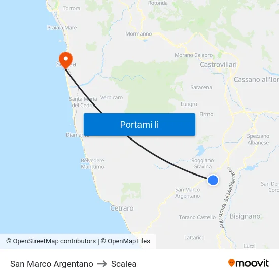 San Marco Argentano to Scalea map